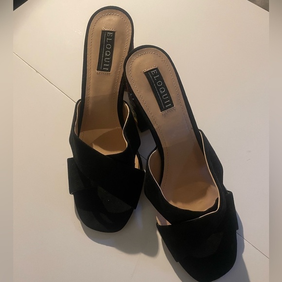Eloquii Black Mules Size 8 Medium with Decorative Embroidered Block Heels NWOT - Picture 4 of 12